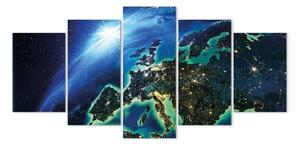 Quadro su tela Pianeta blu (5 pezzi) largo - vista del mondo dallo spazio