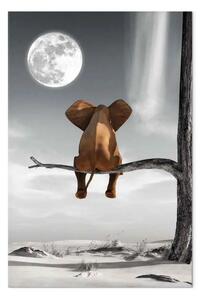 Quadro su tela Elefante e luna verticale - animale fantasia