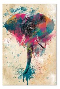 Quadro Elefante acquerellato - elefante colorato futuristico
