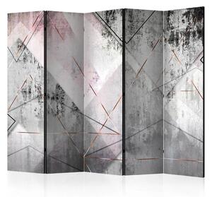 Paravento design Prospettiva triangolare II - astrazione grigia geometrica