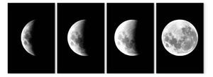 Quadro contemporaneo Fasi lunari (4 pezzi) - paesaggio di una luna bianca nello spazio