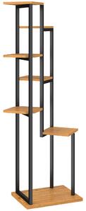 Outsunny Supporto per piante a 7 livelli, 130 cm di altezza, Scaffale per piante a gradini in legno, multi-piano Marrone chiaro | Aosom Italy