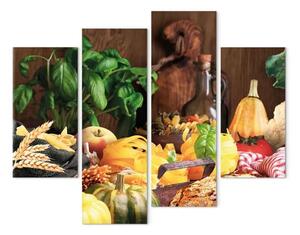 Quadro moderno Cucina mediterranea (4 pezzi) - natura morta di verdure italiane