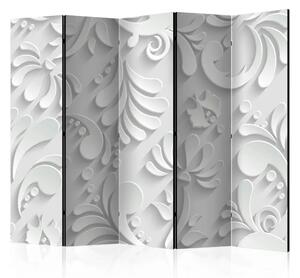 Paravento design Tema floreale retrò - motivo bianco con fiori