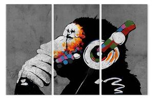 Quadro Ritmi caldi (3 pezzi) - murales artistici di personaggi con cuffie