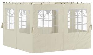 Outsunny Pannelli laterali per gazebo, 4 pannelli laterali per gazebo da giardino, con cerniera, gazebo 3 x 4 m, bianco crema | Aosom Italy
