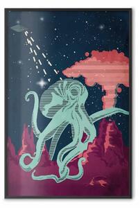 Poster: Polpo Spaziale - astrazione con animale marino su sfondo di stelle