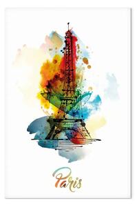 Quadro moderno Parigi colorato verticale - torre astratta con testi