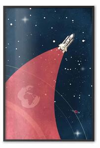 Poster: Viaggio Spaziale - astrazione con razzo su sfondo stellato