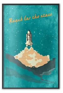 Poster: Raggiungi le Stelle - astrazione spaziale con razzo tra le stelle