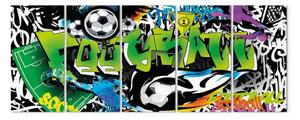 Quadro Graffiti calcistici (5 pezzi) stretto - pallone in stile street art