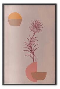 Poster: Ortensia - astrazione boho con pianta in fiore nei colori caldi