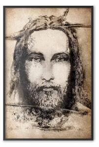 Poster: Sindone di Torino in seppia - composizione sacra marrone