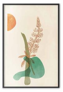Poster: Lupino - astrazione unica con pianta e forme arrotondate in stile boho