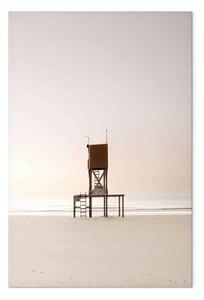 Quadro su tela Alba sulla spiaggia - paesaggio balneare sulla spiaggia con il mare in lontananza