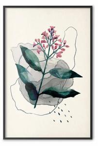 Poster: Pianta acquerellata - pianta astratta con fiori in stile acquerello