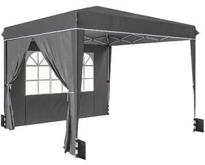 Outsunny Gazebo da giardino esterno 3x3m, gazebo pieghevole con pareti laterali, protezione UV 50+, sacca da trasporto, grigio | Aosom Italy