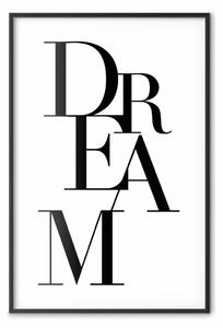Poster: Sogno nero - scritte nere in inglese su sfondo bianco uniforme