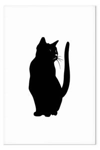 Quadro moderno Gatto curioso verticale - animale nero su sfondo bianco