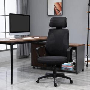 MODFU Sedia da scrivania reclinabile ad altezza regolabile con supporto lombare e funzione dondolo, sedia imbottita con supporto per lo schienale e circolazione dell'aria, nero
