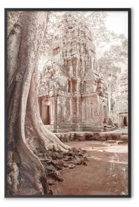 Poster: Rovine di Angkor - paesaggio di architettura e natura nei toni marroni