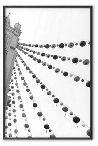 Poster: Festino gioioso - edificio con decorazioni appese