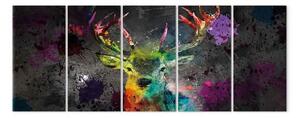 Quadro moderno Cervo Arcobaleno (quintetto) stretto - Animale astratto colorato