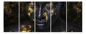 Quadro Immersa nell'Oro (quintetto) stretto - Volto femminile glamour
