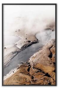 Poster: Sorgenti calde - paesaggio di sorgenti calde fumanti tra le montagne