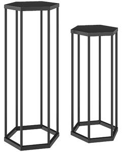 Outsunny Set da 2 supporti per piante per interno ed esterno, portavaso esagonali in metallo per giardino, terrazza, balcone | Aosom Italy