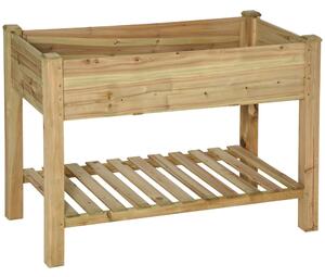 Outsunny Fioriera rialzata con Ripiano di Stoccaggio in Legno, Aiuola quadrata su piedi rialzata, 113 x 56 x 84 cm, verde | Aosom Italy