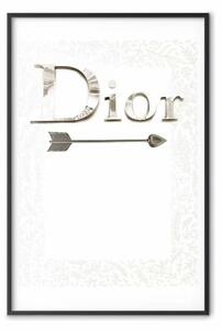 Poster: Dior argentato - scritta inglese, aura su sfondo floreale