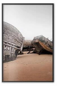 Poster: Barche abbandonate - nave legno sulla spiaggia