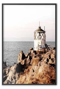Poster: Faro scogliera - scogliera con edificio sul mare