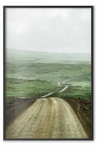 Poster: Attraverso pianure - strada, campi verdi, cielo