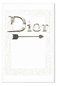 Quadro Dior Argento verticale - scritta in inglese su sfondo bianco