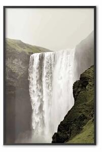 Poster: Maestosità della natura - cascata tra rocce con muschio