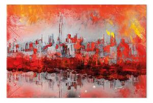 Quadro su tela Tramonto a New York verticale - astratto della città