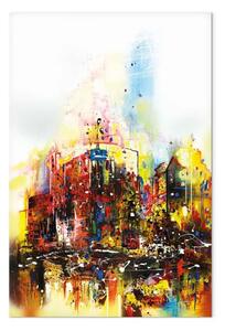 Quadro Viaggio colorato - astrazione colorata di una città