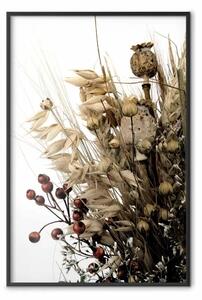 Poster: Diario dorato - piante autunnali su sfondo bianco in stile boho