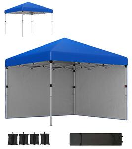 Outsunny Tenda Pieghevole Pop-up 3x3 m con 2 Pareti Laterali Anti-UV Altezza Regolabile Sacchi di Sabbia e Borsa di Trasporto Blu | Aosom Italy