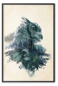 Poster: Saggezza natura - uccello fantasia tra piante beige