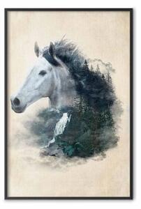 Poster: Messaggero libertà - cavallo tra natura su texture beige