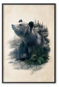 Poster: Valle dell'orso - animale fantasia tra le piante su sfondo beige