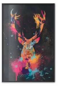 Poster: Rinoceronte vistoso - animale astratto colorato in stile acquerello