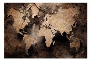 Quadro su tela Mappa in Bronzo - mappa del mondo bronzo