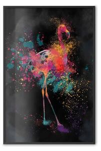 Poster: Colore fenicottero - uccello astratto multicolore in stile acquerello
