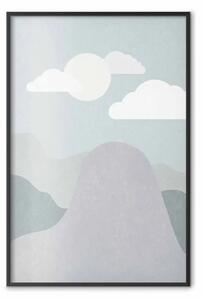 Poster: Avventura montagna - paesaggio su cielo e nuvole grigie
