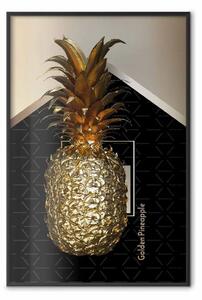 Poster: Ananas pazzo - frutto tropicale dorato e scritte in inglese