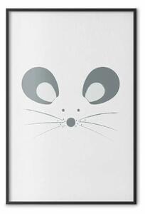 Poster: Topo curioso - animale con faccia divertente su sfondo grigio uniforme